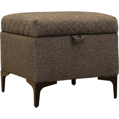 Reece Storage Ottoman by LH Imports in matte black. Made from black metal legs, standard padded foam cushion, 100% polyester fabric in a eclectic & global style.