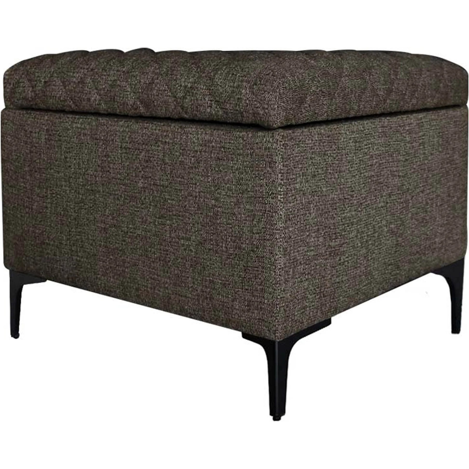 Reece Storage Ottoman by LH Imports in matte black. Made from black metal legs, standard padded foam cushion, 100% polyester fabric in a eclectic & global style.