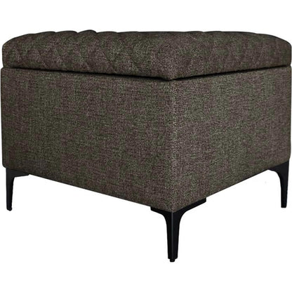 Reece Storage Ottoman by LH Imports in matte black. Made from black metal legs, standard padded foam cushion, 100% polyester fabric in a eclectic & global style.