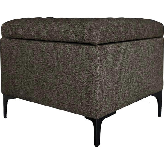 Reece Storage Ottoman by LH Imports in matte black. Made from black metal legs, standard padded foam cushion, 100% polyester fabric in a unique style.