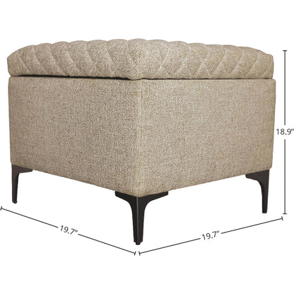 Reece Storage Ottoman by LH Imports in matte black. Made from black metal legs, standard padded foam cushion, 100% polyester fabric in a eclectic & global style.