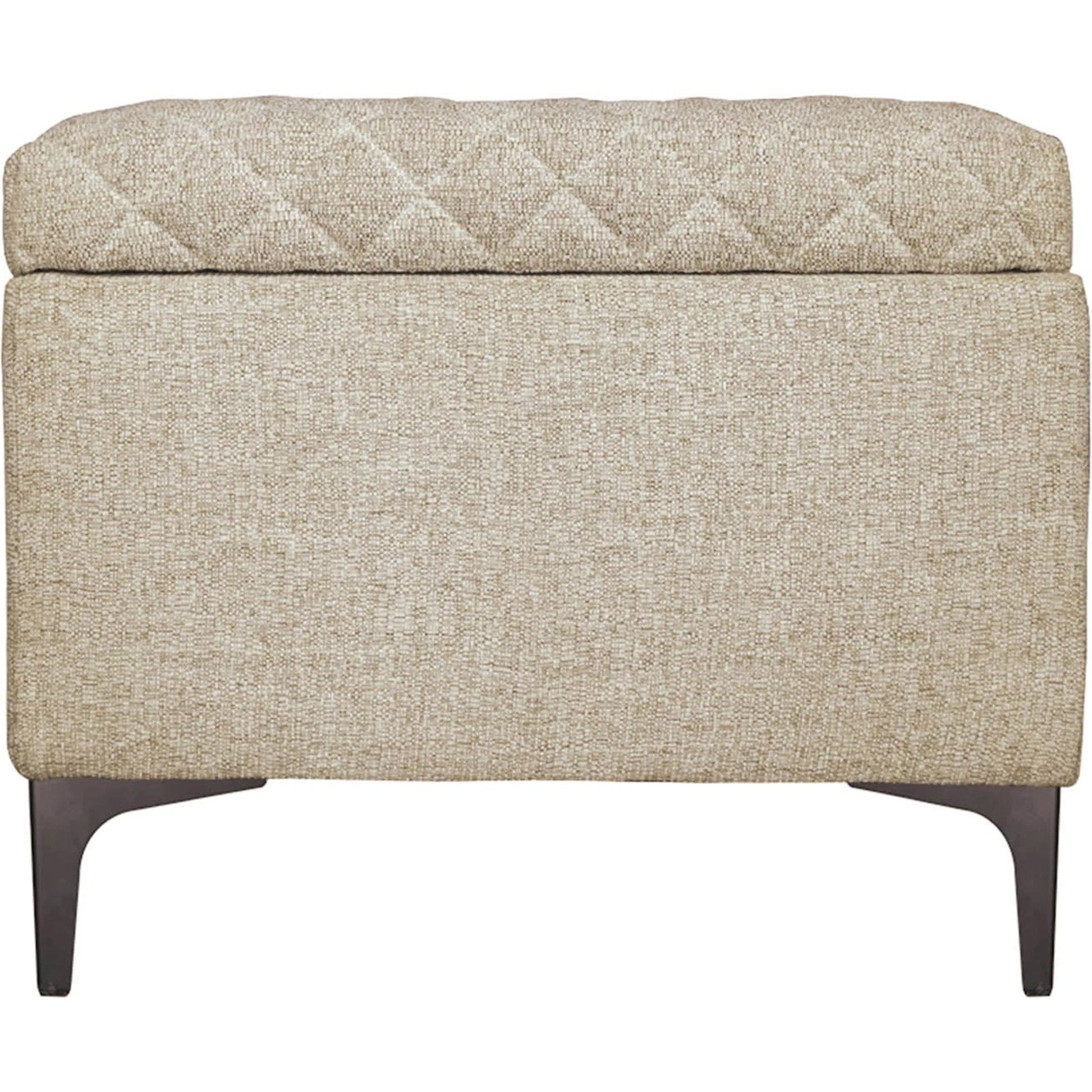 Reece Storage Ottoman by LH Imports in matte black. Made from black metal legs, standard padded foam cushion, 100% polyester fabric in a eclectic & global style.