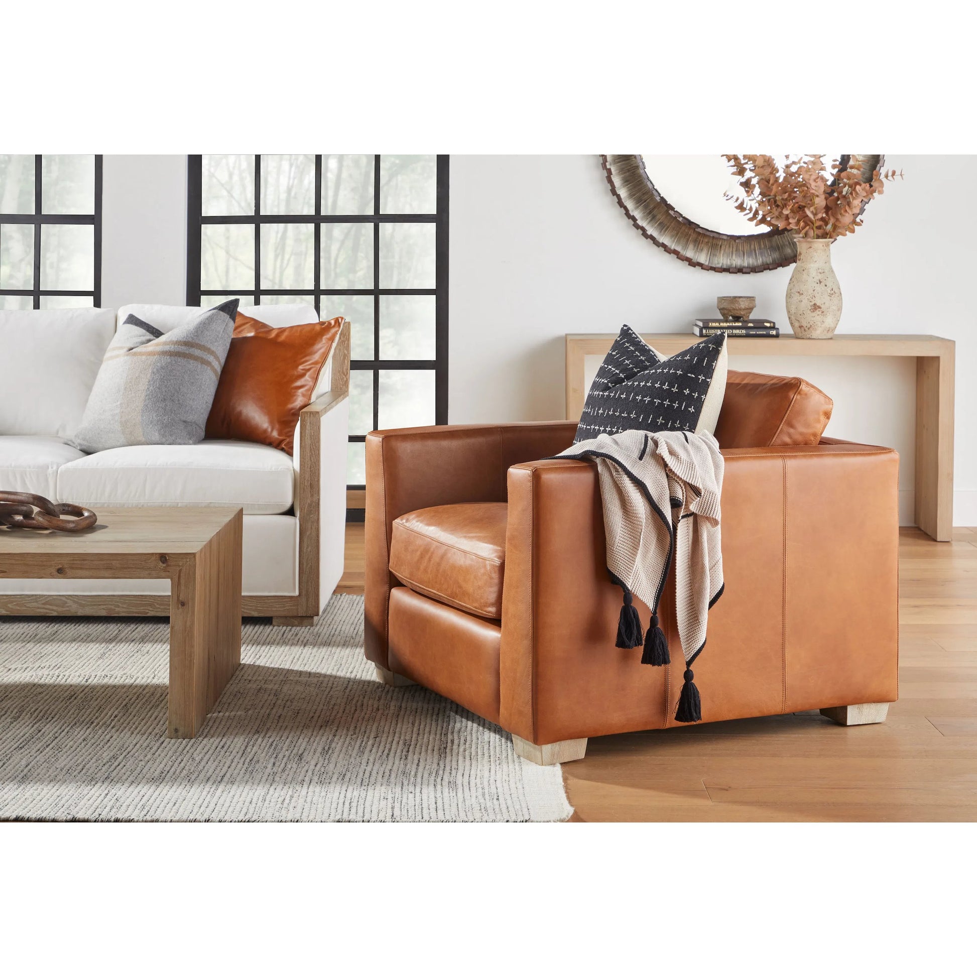 Reed Coffee Table by Essentials For Living in smoke gray pine. Made from solid reclaimed pine, reclaimed pine veneer, mdf in a modern style.