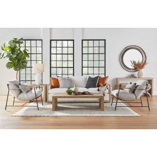 Reed Coffee Table by Essentials For Living in smoke gray pine. Made from solid reclaimed pine, reclaimed pine veneer, mdf in a modern style.