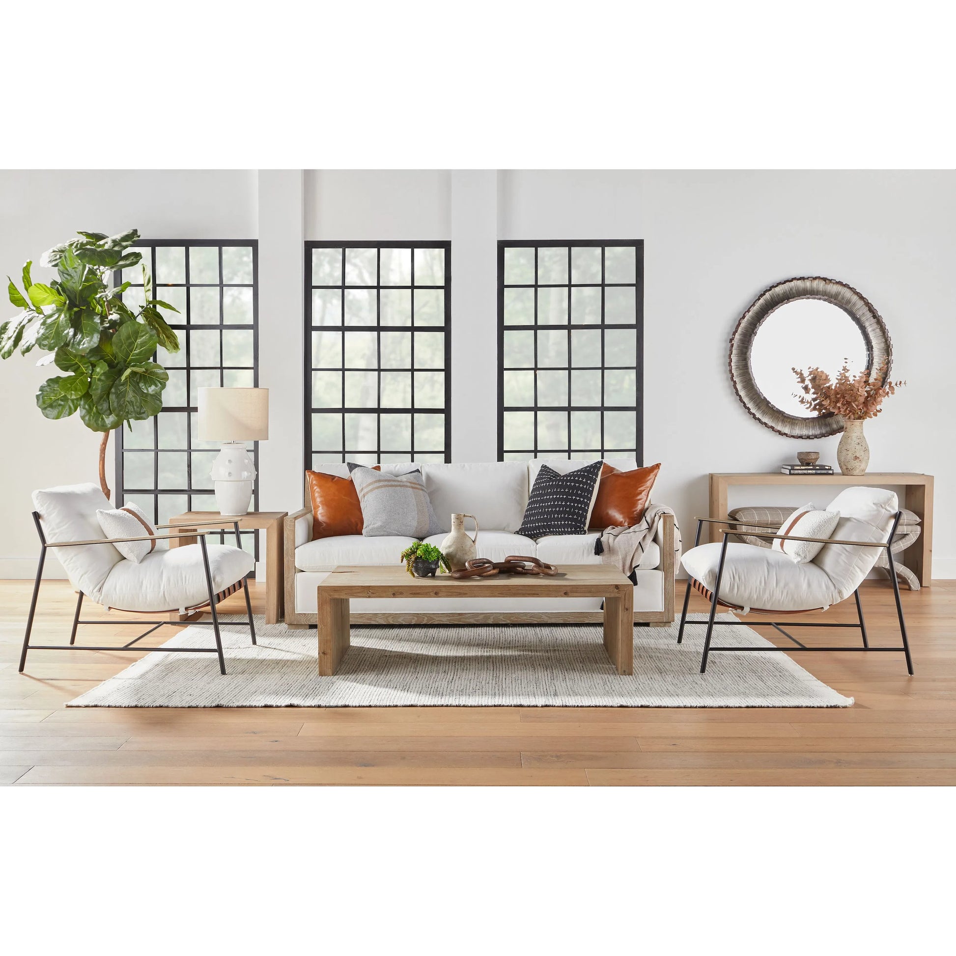Reed Coffee Table by Essentials For Living in smoke gray pine. Made from solid reclaimed pine, reclaimed pine veneer, mdf in a modern style.