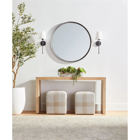 Reed Console Table by Essentials For Living in smoke gray pine. Made from solid reclaimed pine, reclaimed pine veneer, mdf in a modern style.