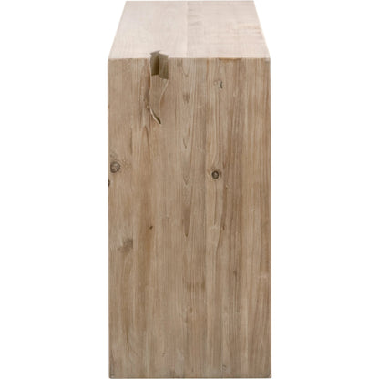 Reed Console Table by Essentials For Living in smoke gray pine. Made from solid reclaimed pine, reclaimed pine veneer, mdf in a modern style.