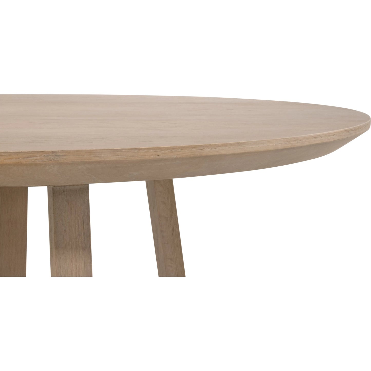 004 SI-2374657 | Closeup | Reeves Round Dining Table by Essentials For Living in smoke gray oak. Made from solid oak wood, oak veneer in a unique style.