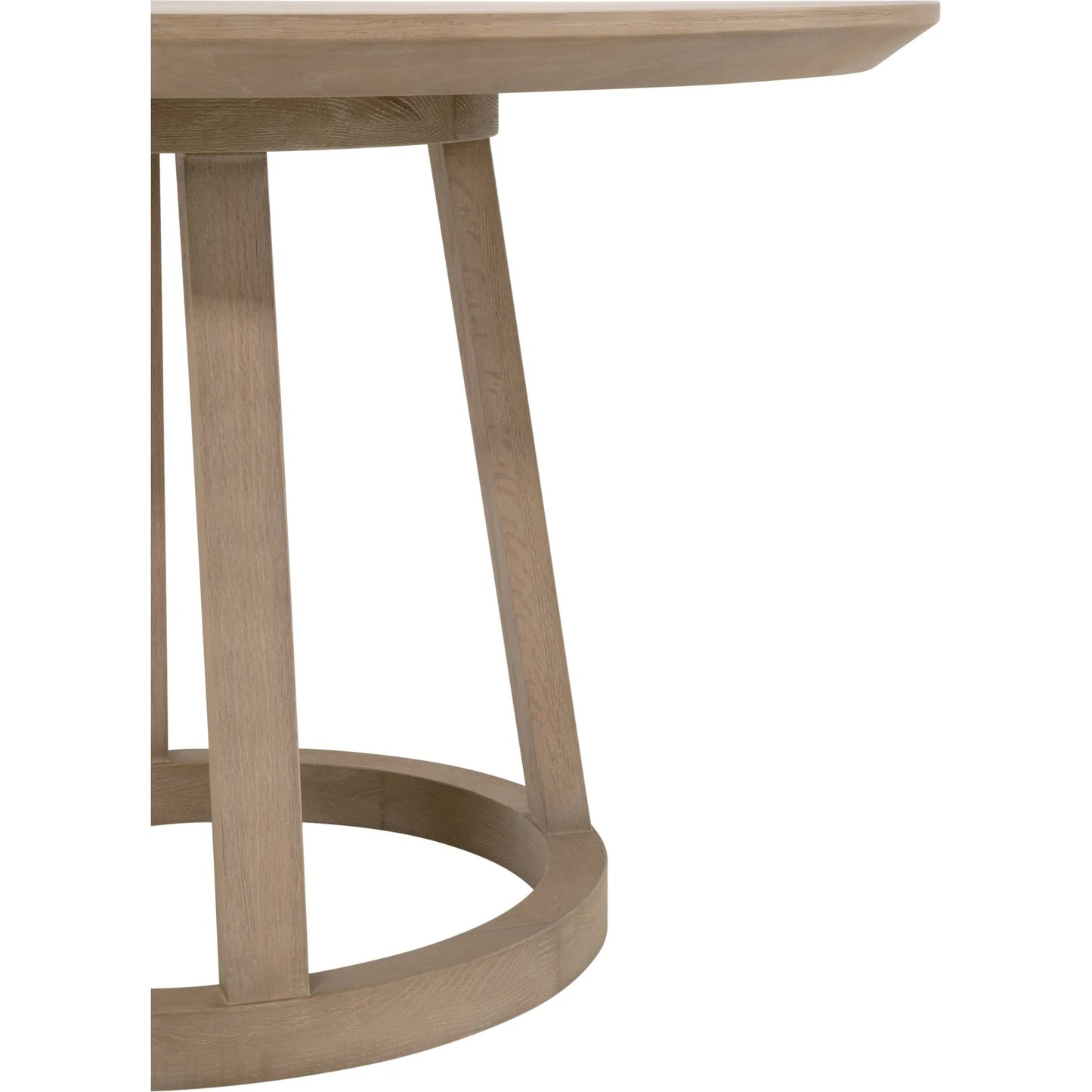 006 SI-2374657 | Closeup | Reeves Round Dining Table by Essentials For Living in smoke gray oak. Made from solid oak wood, oak veneer in a unique style.