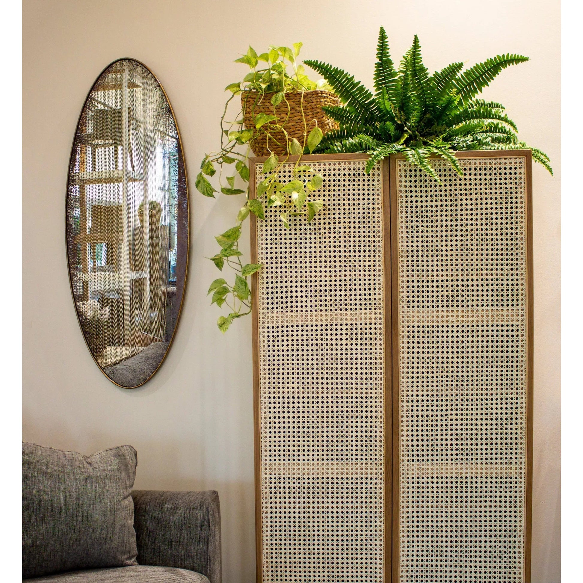 Greta Elipse Mirror by LH Imports in antique brass. Made from unique in a transitional style.