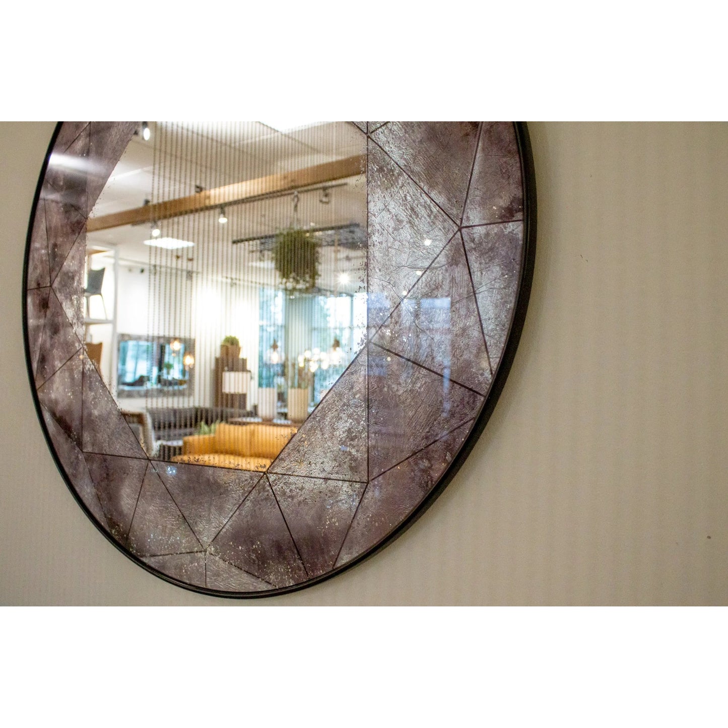 001 SI-2527540 | Closeup | Eileen Mirror by LH Imports in grey, black and antique. Made from metal, glass in a unique style.