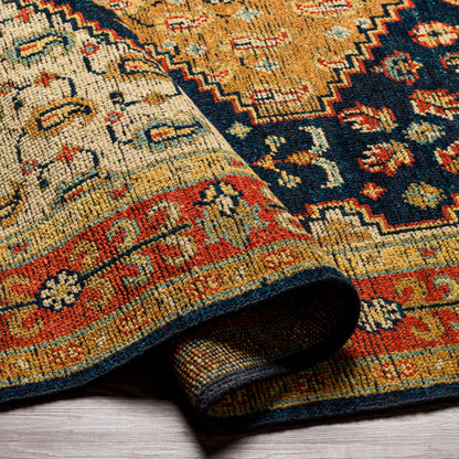 Reign REG-2300 Rug by Surya in navy, tan, beige, rust, mustard, blue. Made from 100% new zealand wool in a unique style.