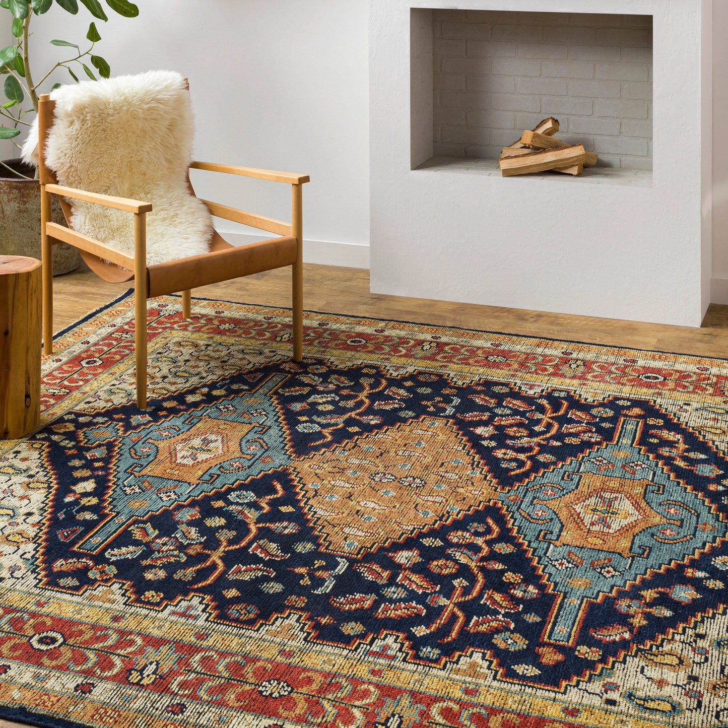 010 SI-1889378,SI-1889379,SI-1889381 | Lifestyle | Reign REG-2300 Rug by Surya in navy, tan, beige, rust, mustard, blue. Made from 100% new zealand wool in a unique style.