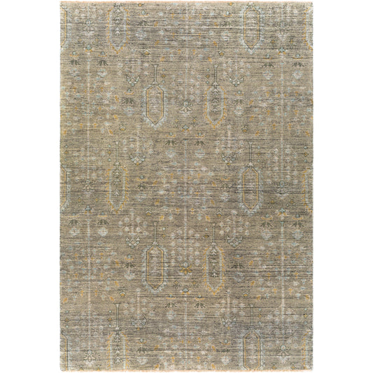 Reign Rug - 27322 by Surya in sage, brown, pale blue, light olive, light beige, black. Made from 100% new zealand wool in a unique style.