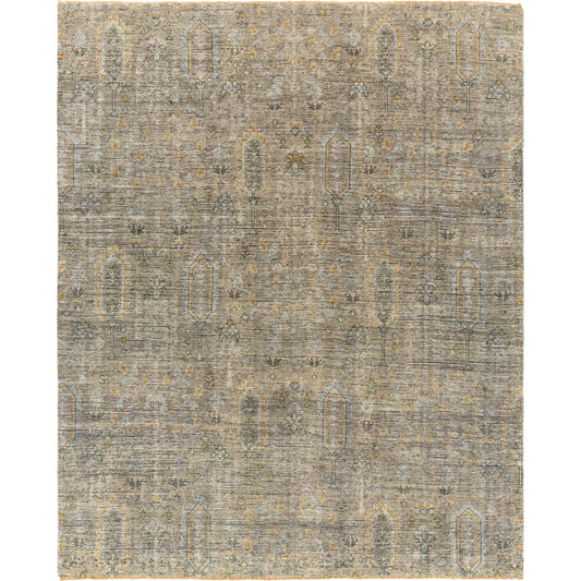 Reign Rug - 25792 by Surya in sage, brown, pale blue, light olive, light beige, black. Made from face: 100% new zealand wool, warp: 100% cotton in a unique style.