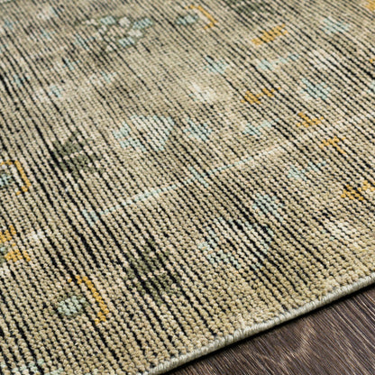 Reign REG-2302 Rug by Surya in sage, brown, pale blue, light olive, light beige, black. Made from face: 100% new zealand wool, warp: 100% cotton in a unique style.