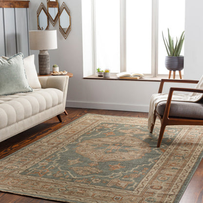 Reign REG-2304 Rug by Surya in dark green, beige, dusty sage, charcoal, tan. Made from unique in a unique style.