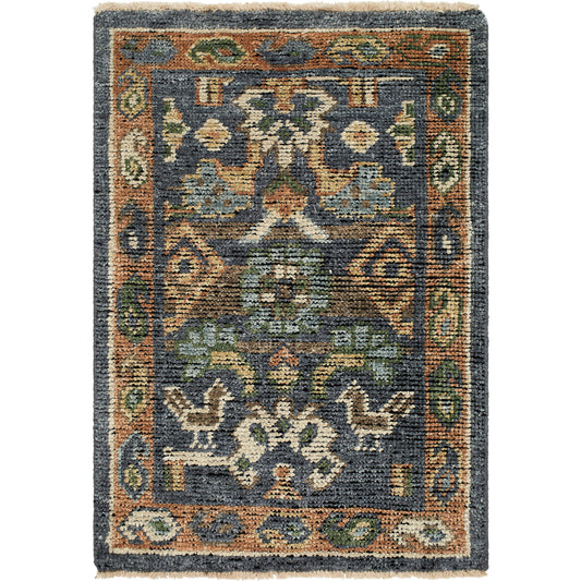 Reign Rug - 16061 by Surya in navy, sage, olive, oatmeal, brown. Made from face: 70% wool, 30% viscose, warp: 100% cotton in a unique style.