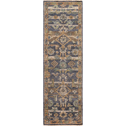 Reign REG-2324 Rug by Surya in navy, sage, olive, oatmeal, brown. Made from face: 70% wool, 30% viscose, warp: 100% cotton in a unique style.