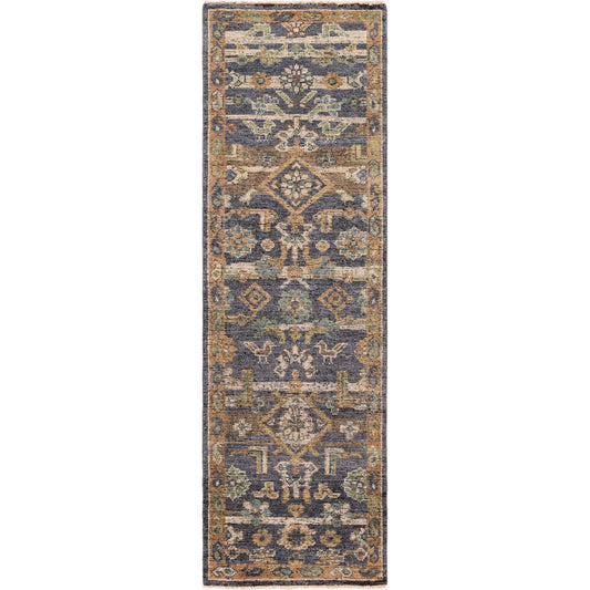 Reign Rug - 16061 by Surya in navy, sage, olive, oatmeal, brown. Made from face: 70% wool, 30% viscose, warp: 100% cotton in a unique style.