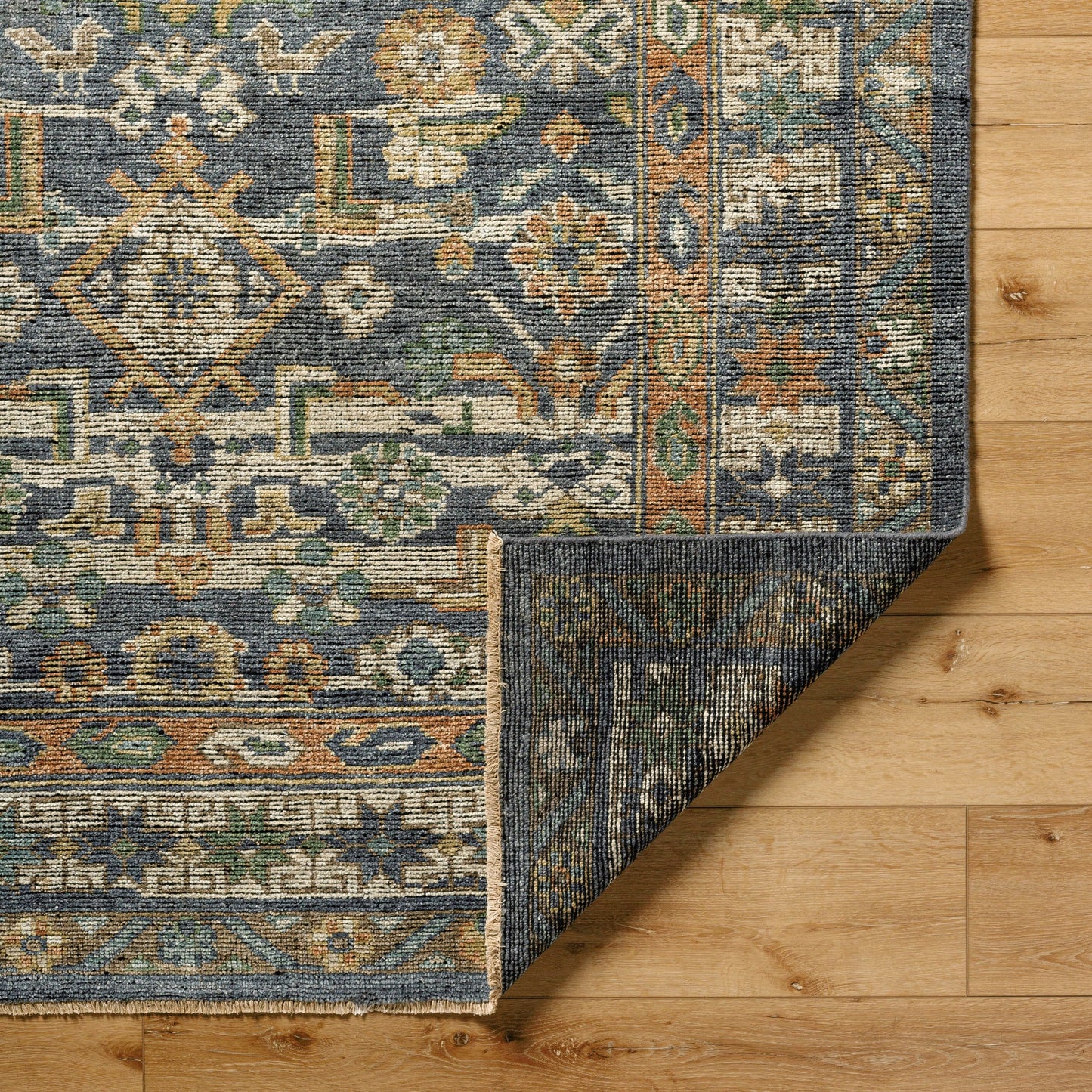 005 SI-2130842,SI-2130843,SI-2130844,SI-2130845 | Closeup | Reign REG-2324 Rug by Surya in navy, sage, olive, oatmeal, brown. Made from face: 70% wool, 30% viscose, warp: 100% cotton in a unique style.