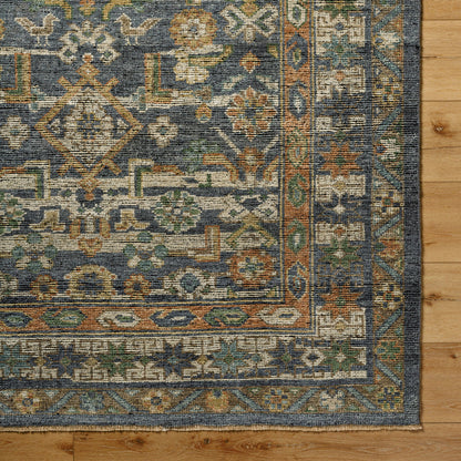 Reign REG-2324 Rug by Surya in navy, sage, olive, oatmeal, brown. Made from face: 70% wool, 30% viscose, warp: 100% cotton in a unique style.