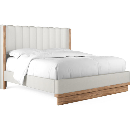 Portico Upholstered Shelter Bed by A.R.T. Furniture in white and sienna. Made from parawood solids, foam, fabric in a modern style.