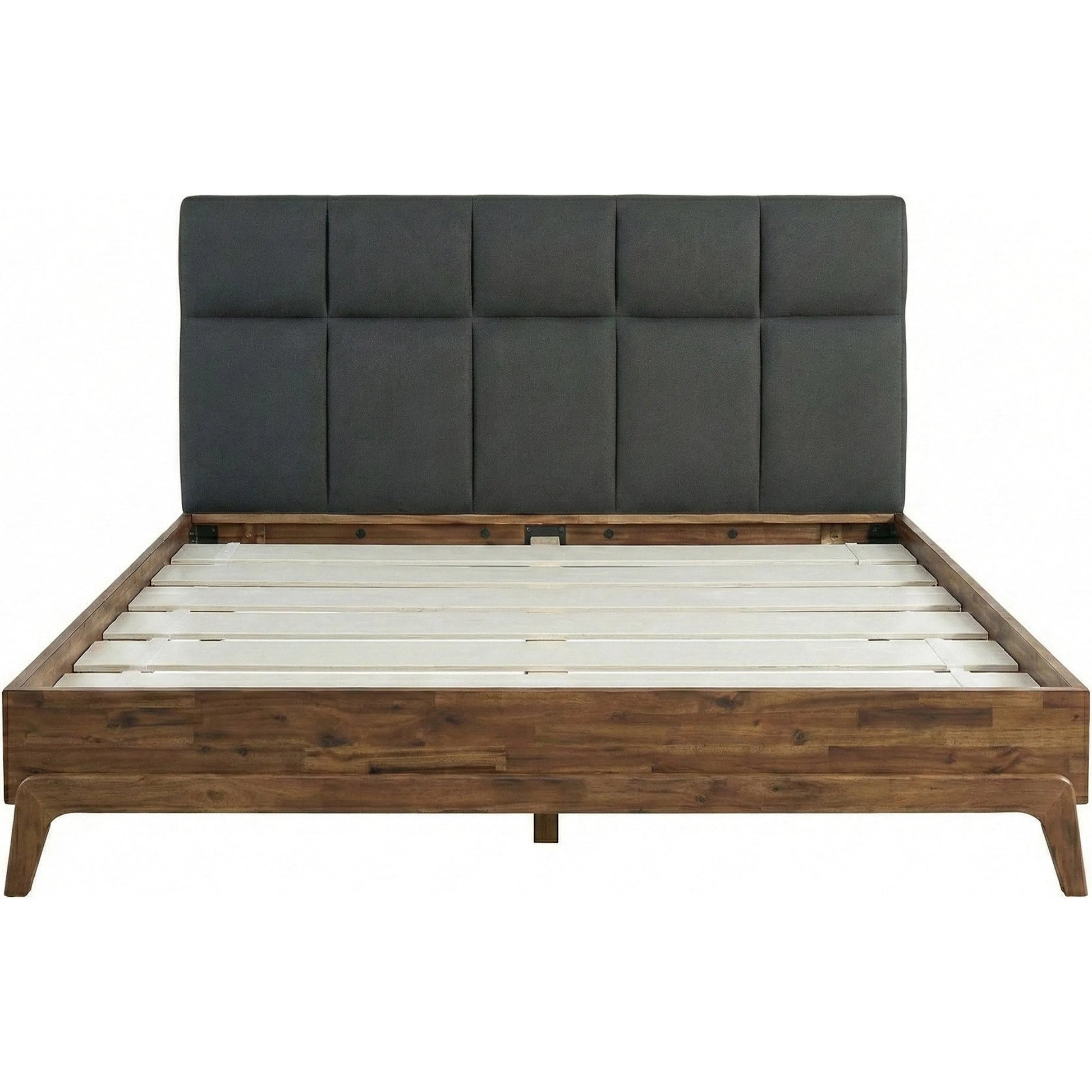 Remix Bed by LH Imports in brown, grey and brown. Made from 100% polyester, solid acacia, mdf acacia veneer, plywood, rubber wood in a transitional style.