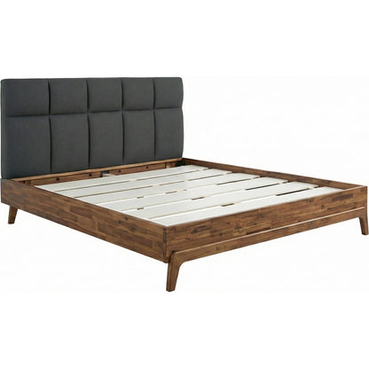Remix Bed by LH Imports in brown, grey and brown. Made from 100% polyester, solid acacia, mdf acacia veneer, plywood, rubber wood in a transitional style.