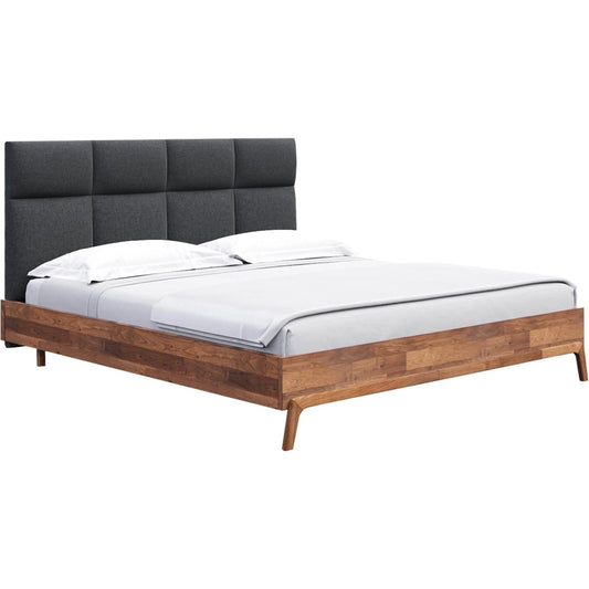 Remix Bed by LH Imports in brown, grey and brown. Made from 100% polyester, solid acacia, mdf acacia veneer, plywood, rubber wood in a transitional style.