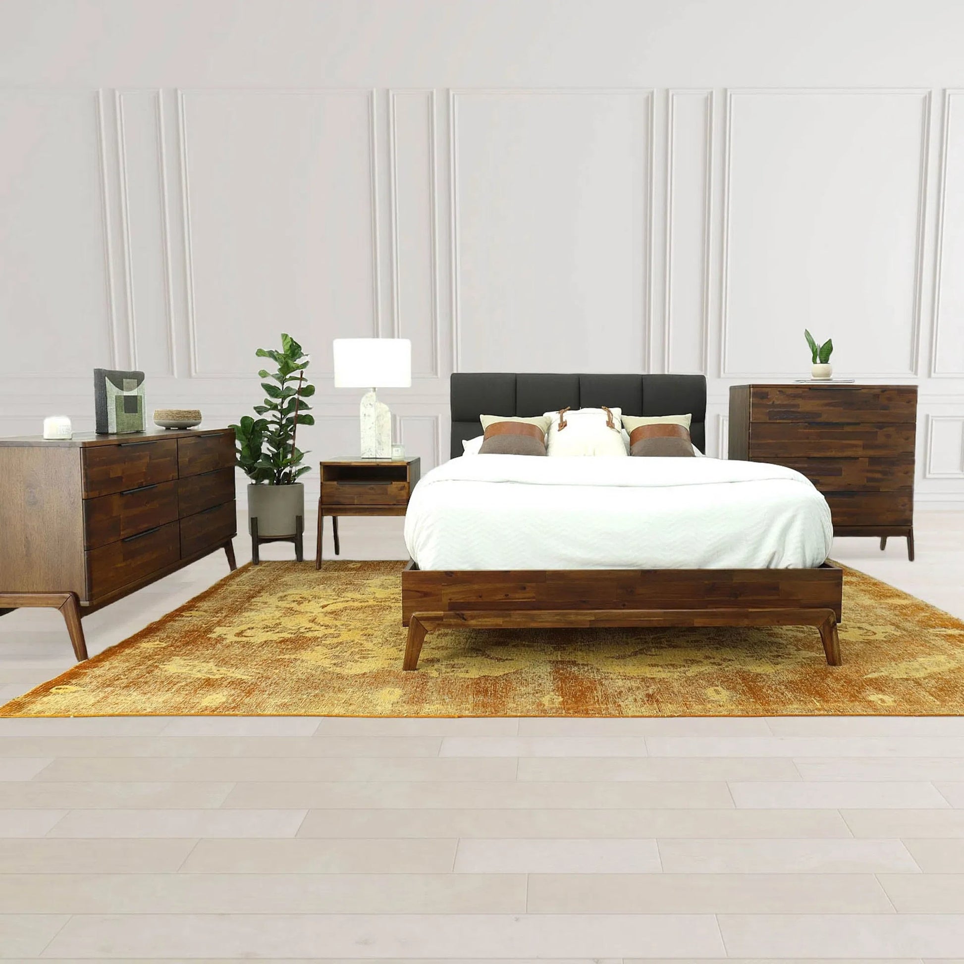 Remix Nightstand by LH Imports in brown. Made from solid acacia, veneer in a modern style.