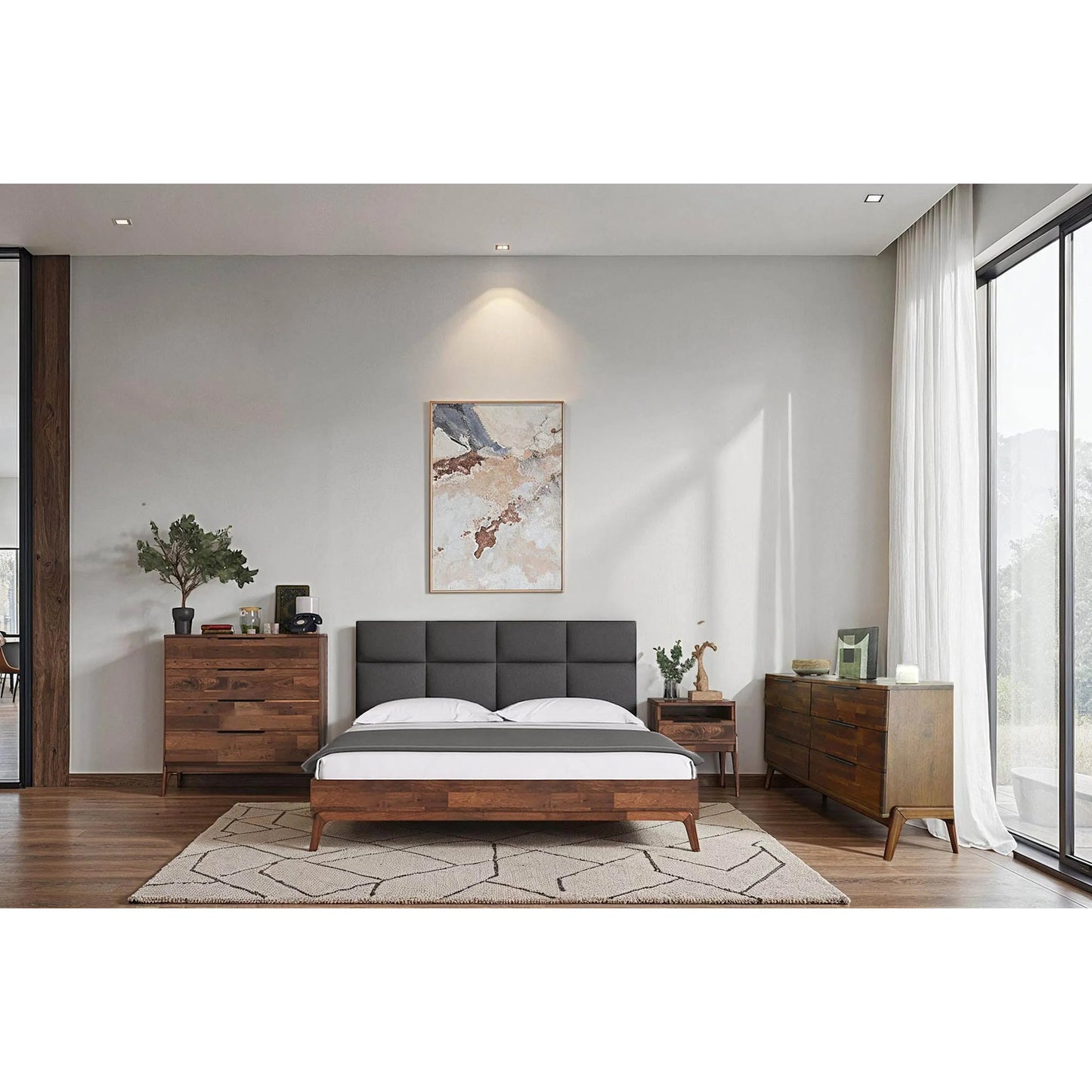 017 SR-379605 | Lifestyle | Remix Nightstand by LH Imports in brown. Made from solid acacia, veneer in a modern style.