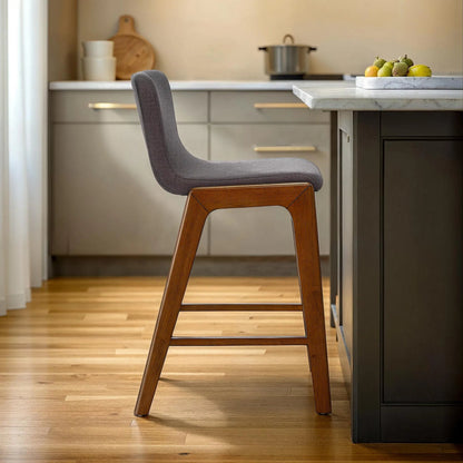 Remix Counter Stool by LH Imports in estelle brown. Made from 100% polyester, solid rubber wood, laminated veneer lumber in a modern style.