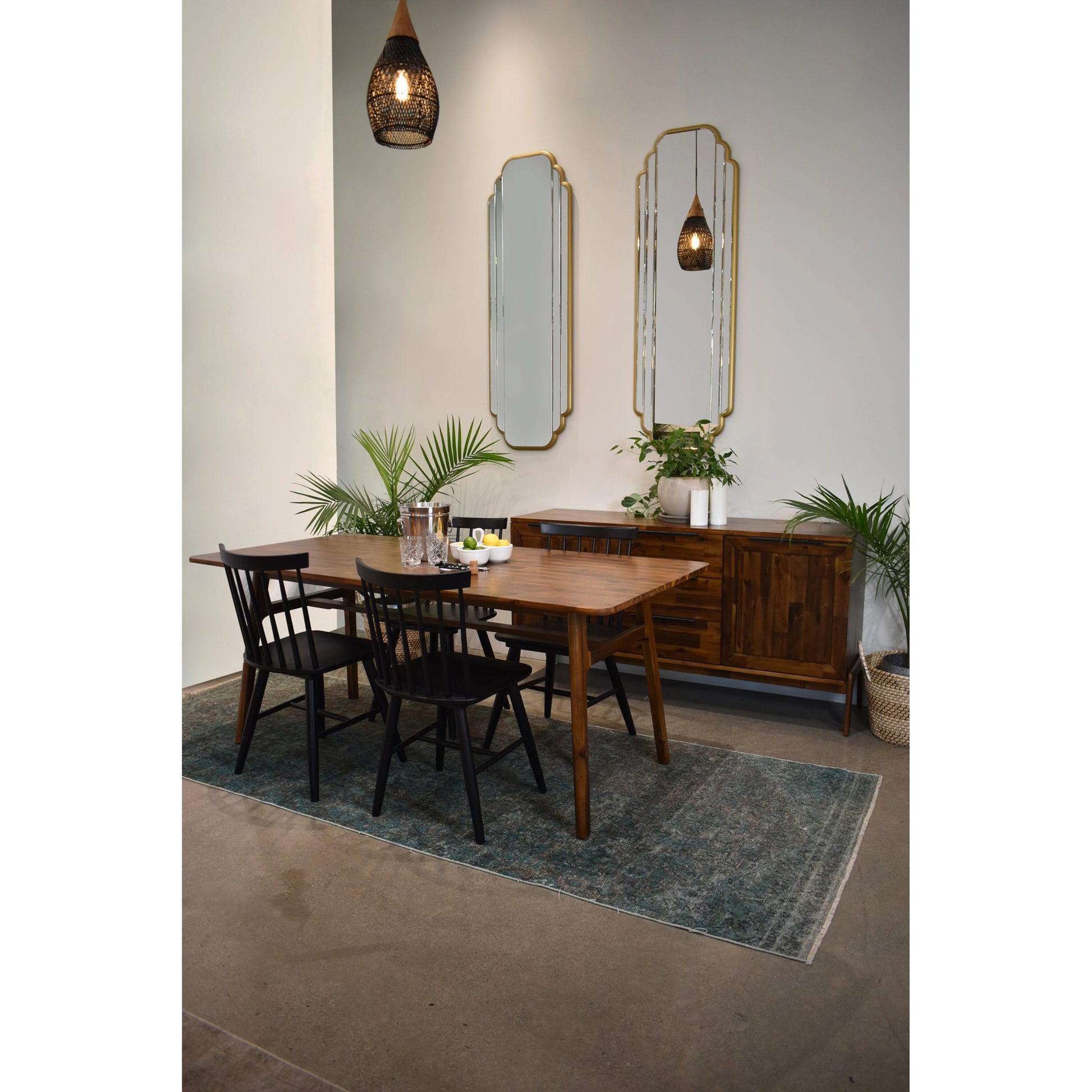 Remix Sideboard by LH Imports in brown and brown, black. Made from metal handle, solid acacia, mdf acacia veneer in a modern style.