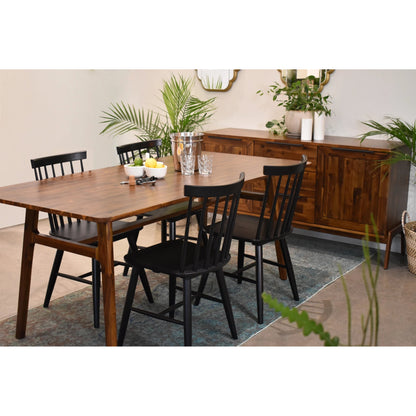 Remix Sideboard by LH Imports in brown and brown, black. Made from metal handle, solid acacia, mdf acacia veneer in a modern style.