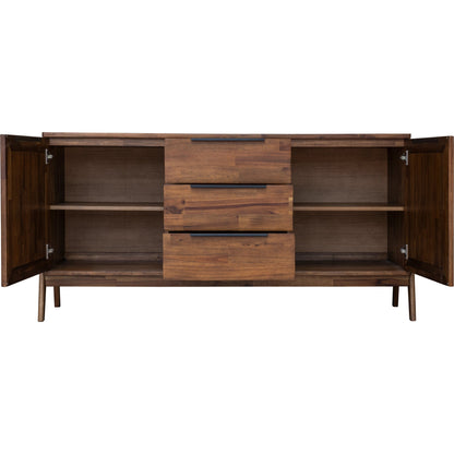 Remix Sideboard by LH Imports in brown and brown, black. Made from metal handle, solid acacia, mdf acacia veneer in a modern style.