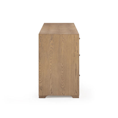 Laurentis Light Taupe Suede Wood 6-Drawer Dresser by TOV Furniture in natural. Made from ash, ash veneer, mdf in a unique style.