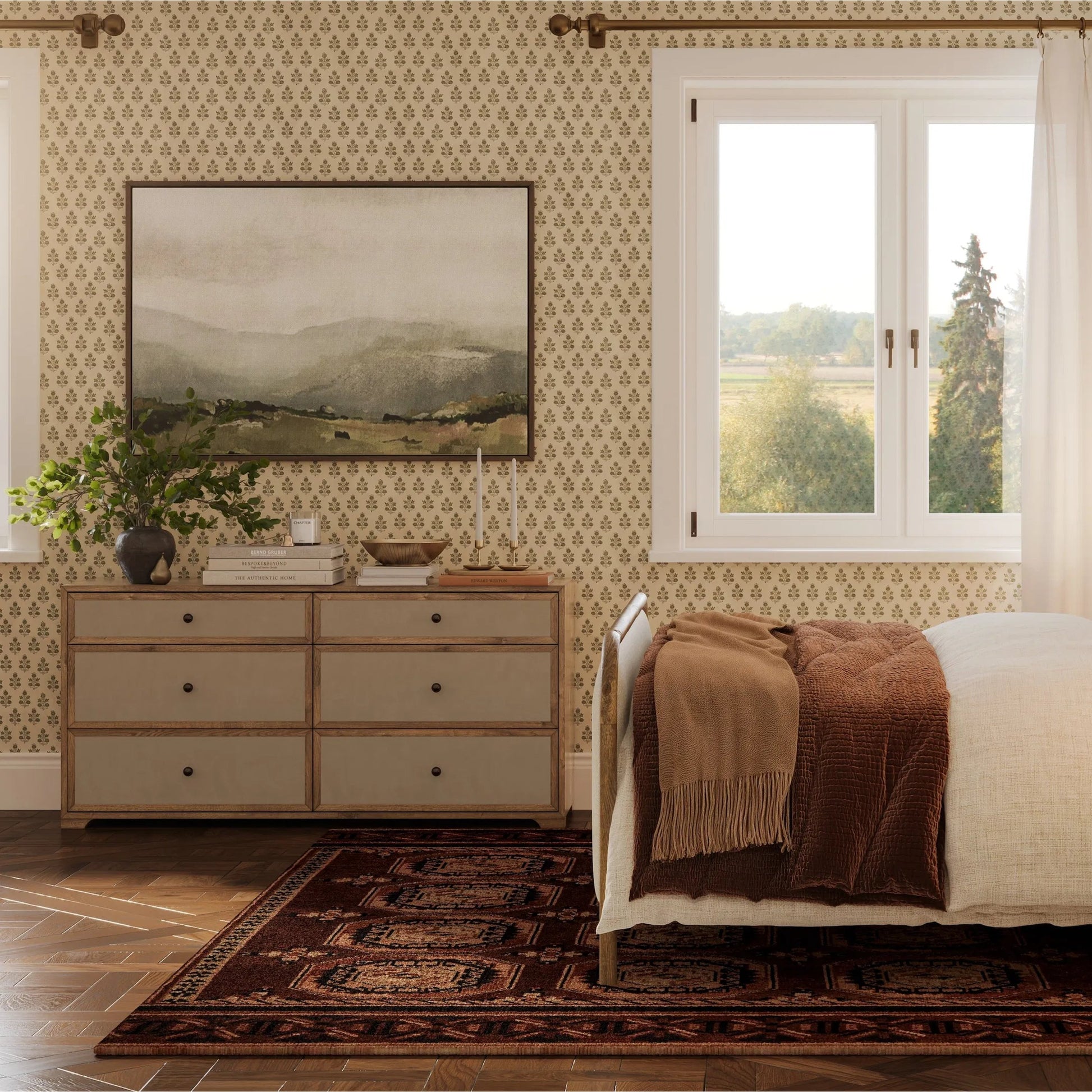 Laurentis Light Taupe Suede Wood 6-Drawer Dresser by TOV Furniture in natural. Made from ash, ash veneer, mdf in a unique style.