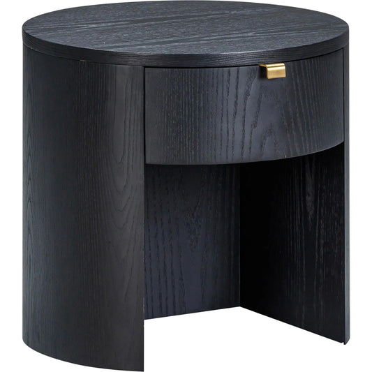 Marlow Wood Round Nightstand With Drawer by TOV Furniture. Made from acacia, ash veneer, mdf in a unique style.