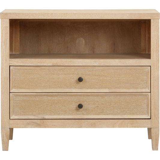 Bristol Park Whitewashed Oak Wood 2-Drawer Nightstand by TOV Furniture in natural. Made from mdf, oak veneer, rubberwood in a unique style.