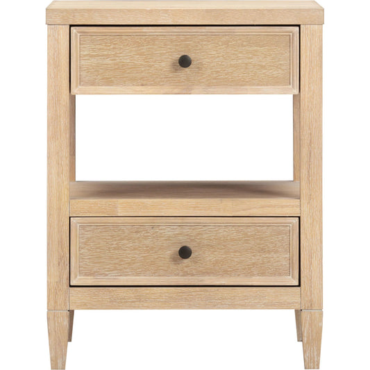 Bristol Park Whitewashed Oak Wood 2-Drawer Nightstand by TOV Furniture in natural. Made from mdf, oak veneer, rubberwood in a unique style.