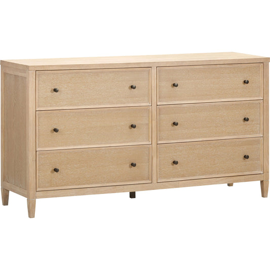 Bristol Park Whitewashed Oak Wood 6-Drawer Dresser by TOV Furniture in natural. Made from mdf, oak veneer, rubberwood in a unique style.