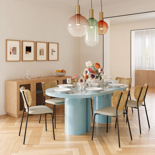 Elora Lacquer Oval Dining Table by TOV Furniture. Made from mdf, plywood in a unique style.