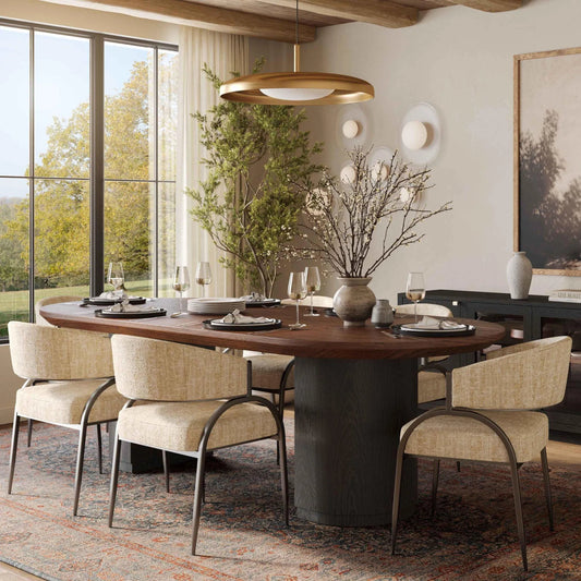 Marlow Wood Oval Dining Table by TOV Furniture. Made from acacia, ash veneer, mdf in a unique style.