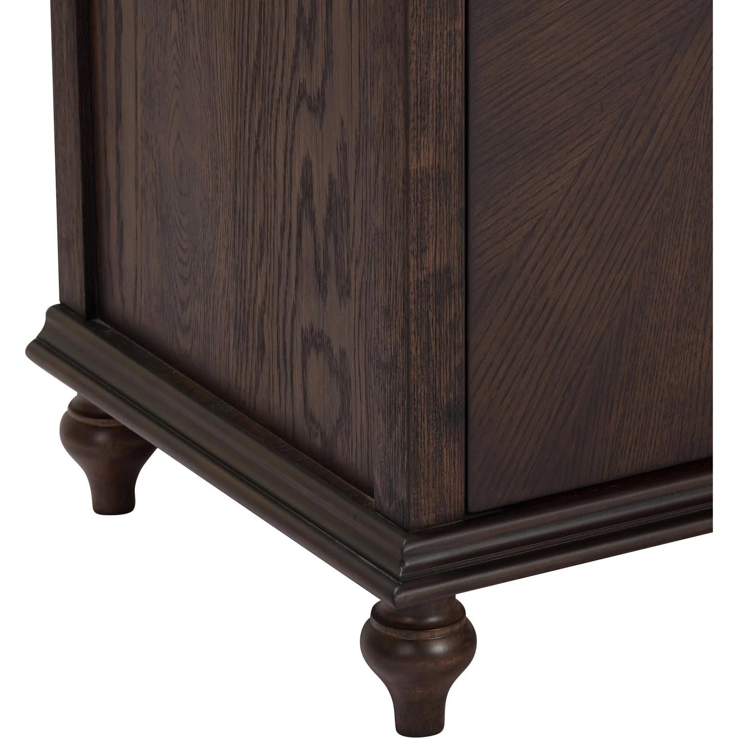 004 SI-2544632 | Closeup | Mila Dark Sideboard by TOV Furniture in brown. Made from ash veneer, mdf, rubberwood in a unique style.