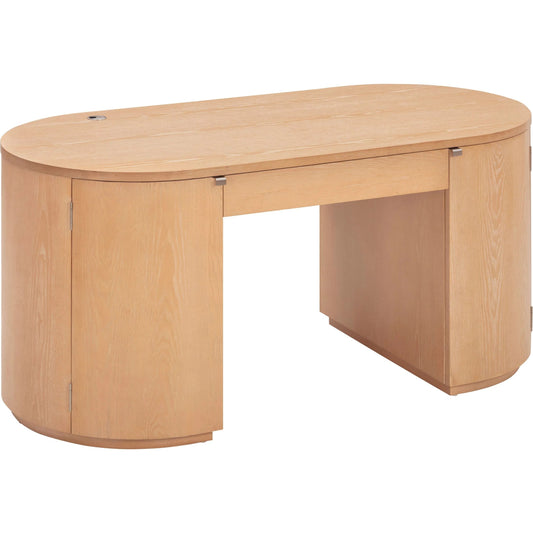 Marlow Wood Executive Desk With Storage by TOV Furniture. Made from acacia, ash veneer, mdf, nickel in a unique style.