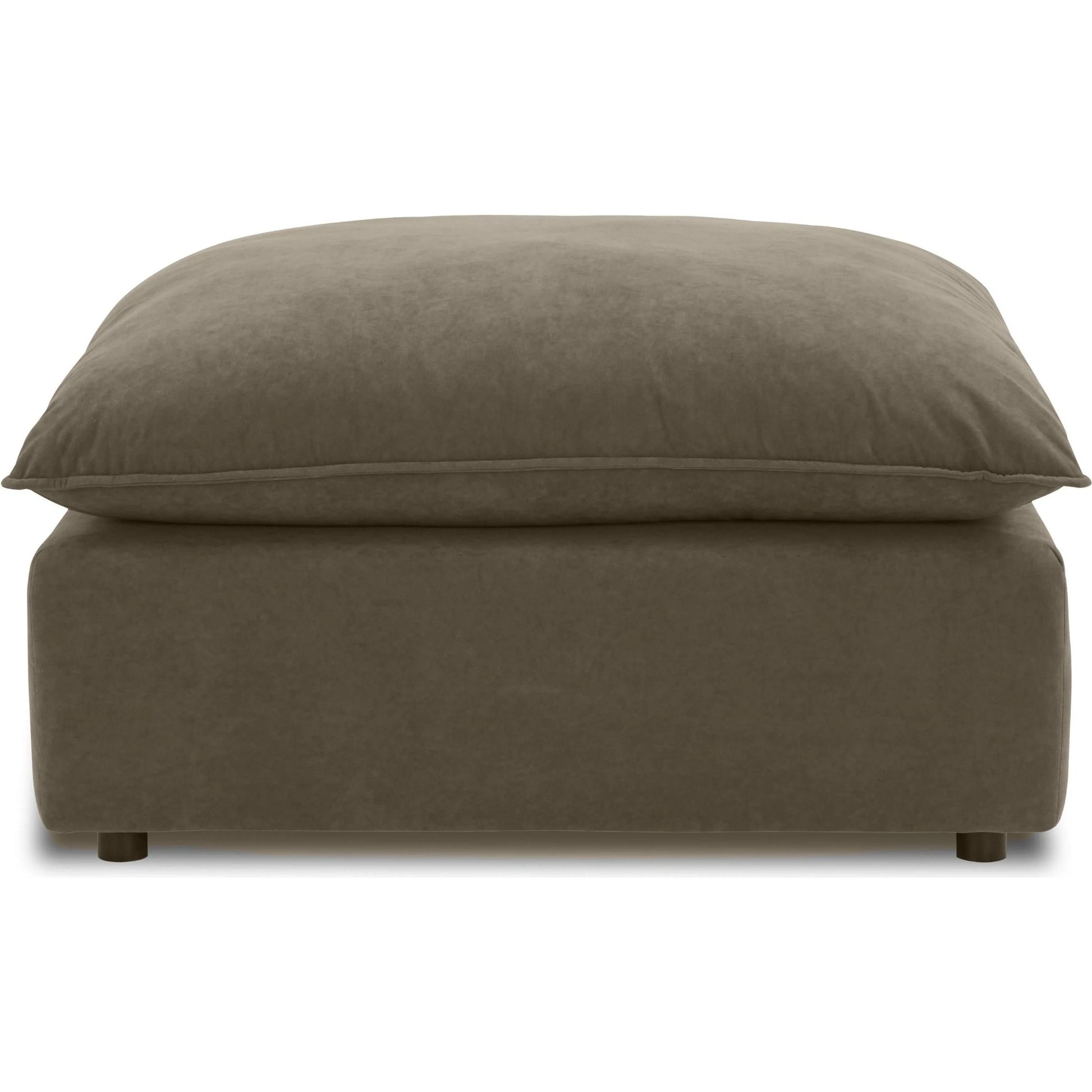 Cali Chocolate Performance Ottoman by TOV Furniture in brown. Made from velvet, wood in a unique style.