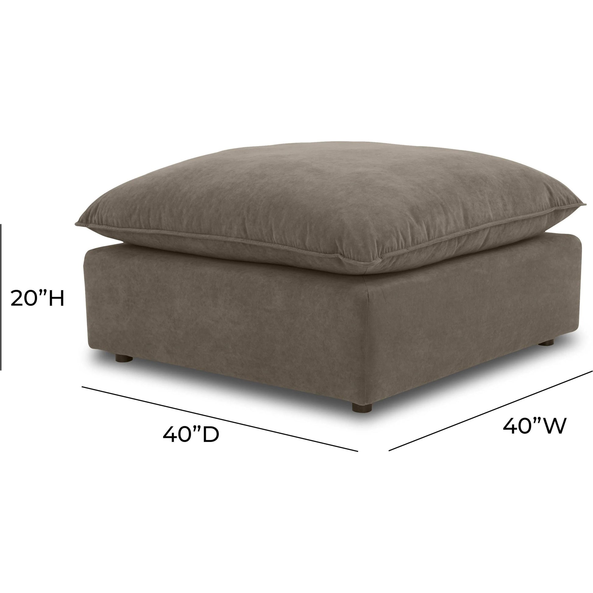 Cali Chocolate Performance Ottoman by TOV Furniture in brown. Made from velvet, wood in a unique style.