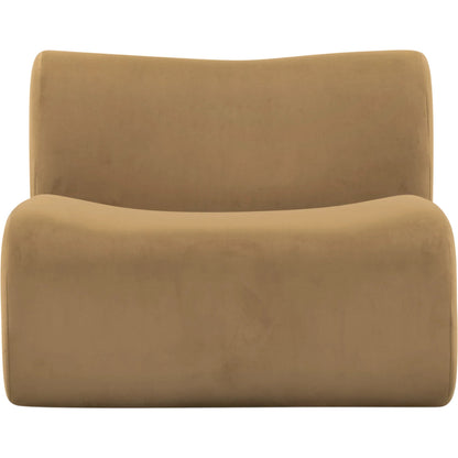 Zenith Latte Performance Velvet Armless Chair by TOV Furniture in brown. Made from fabric, plywood, rubberwood in a unique style.
