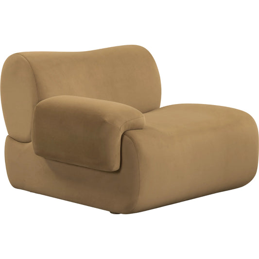 Zenith Performance Velvet Modular Corner Chair by TOV Furniture in brown. Made from fabric, plywood, rubberwood in a unique style.
